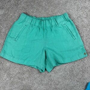 Lilly Pulitzer Lilo Linen Gustavia Green Shorts Size Small Pockets Pull On EUC